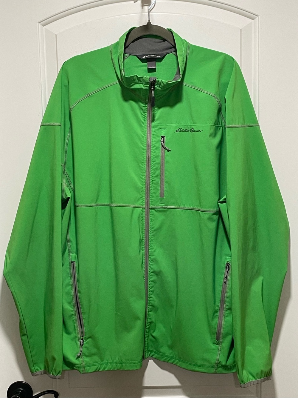 Eddie Bauer Mens XL Bright Green Lightweight Zip-Front Windbreak Golf Jacket